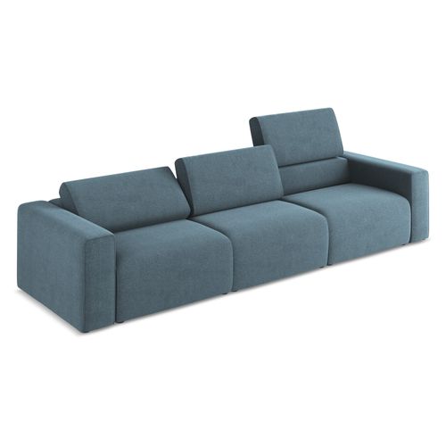 Canapé Modulable 4 Places Kalea En Tissu Texturé Bleu Clair