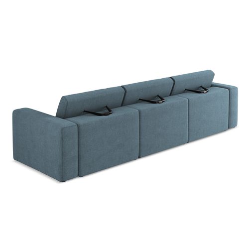 Canapé Modulable 4 Places Kalea En Tissu Texturé Bleu Clair