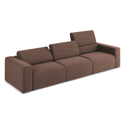 Canapé Modulable 4 Places Kalea En Tissu Texturé Rose Poudré