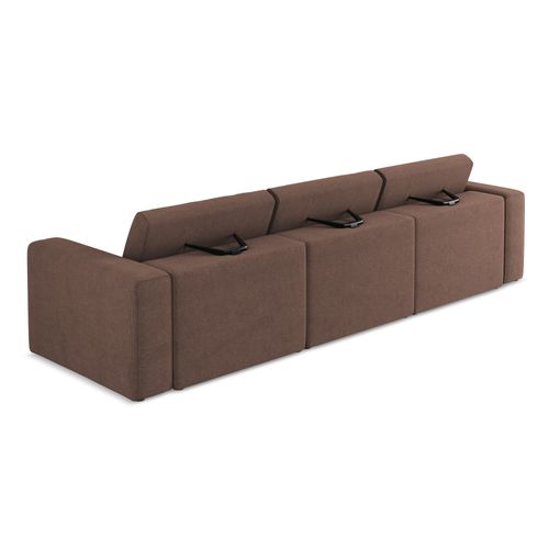 Canapé Modulable 4 Places Kalea En Tissu Texturé Rose Poudré