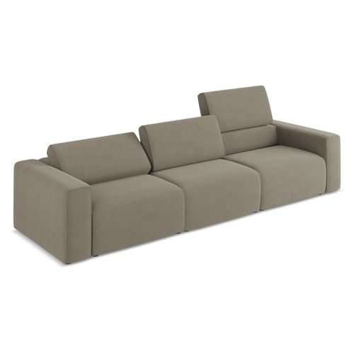 Canapé Modulable 4 Places Kalea En Tissu Texturé Beige Foncé