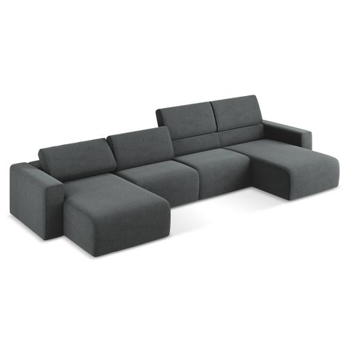 Canapé Modulable Panoramique Kalea En Tissu Texturé Gris
