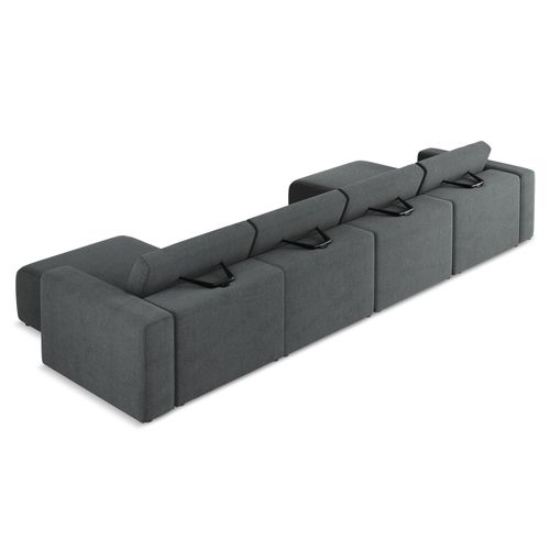 Canapé Modulable Panoramique Kalea En Tissu Texturé Gris