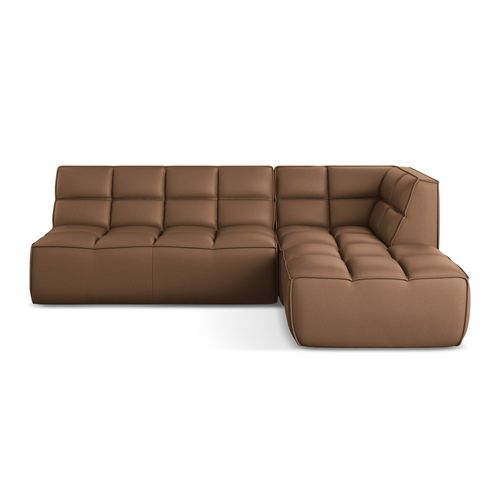 Canapé D'angle Modulaire M Reversible Kalai En Cuir Artificiel Chocolat