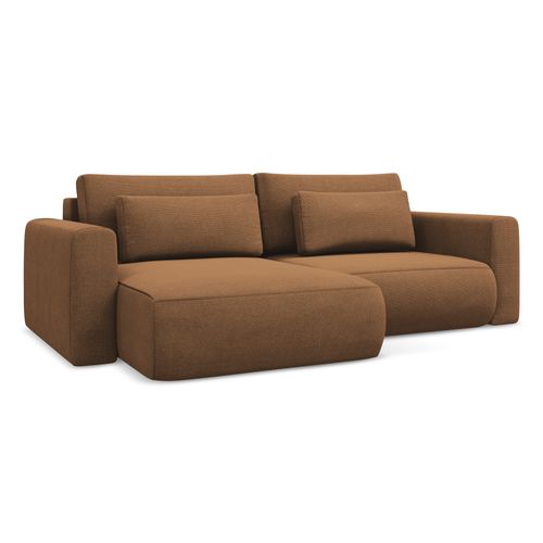 Canapé D’angle 2,5 Places Gauche Convertible Kapua En Tissu Texturé Terracotta Foncé