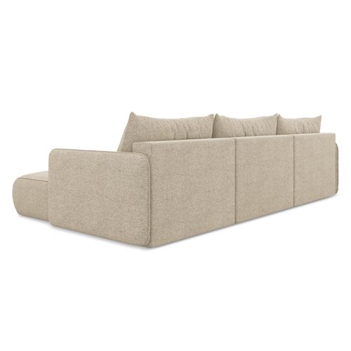 Canapé D'angle Panoramique Convertible Nanea En Tissu Chenille Beige Foncé