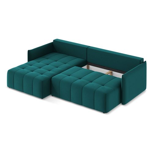 Canapé D’angle 3 Places Gauche Convertible Moku En Velours Marin