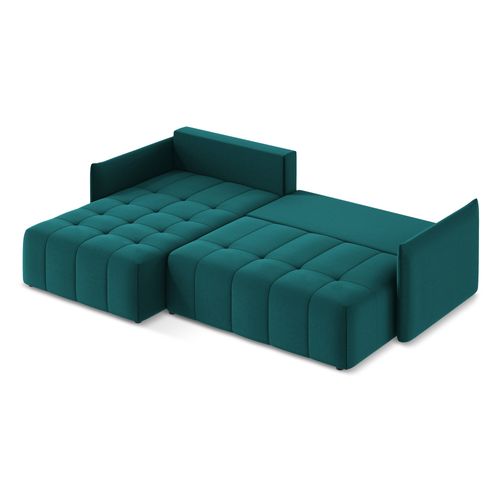 Canapé D’angle 3 Places Gauche Convertible Moku En Velours Marin