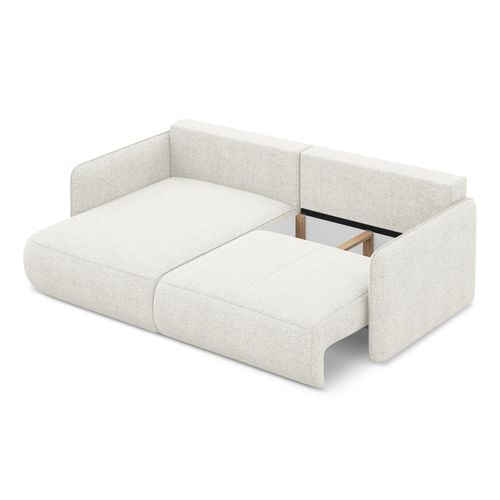 Canapé D’angle 2,5 Places Gauche Convertible Nanea En Tissu Chenille Blanc