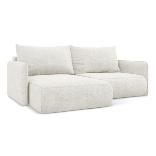 Canapé D’angle 2,5 Places Gauche Convertible Nanea En Tissu Chenille Blanc