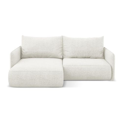 Canapé D’angle 2,5 Places Gauche Convertible Nanea En Tissu Chenille Blanc