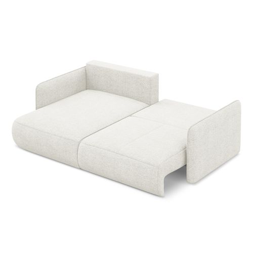 Canapé D’angle 2,5 Places Gauche Convertible Nanea En Tissu Chenille Blanc