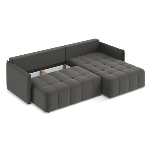 Canapé D'angle Droit Convertible Moku En Velours Acier