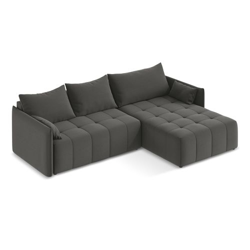 Canapé D'angle Droit Convertible Moku En Velours Acier