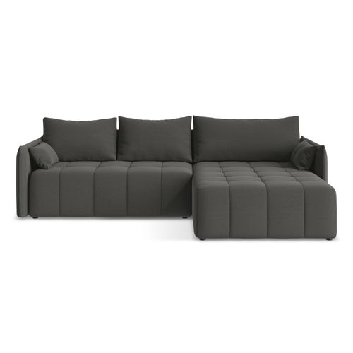 Canapé D'angle Droit Convertible Moku En Velours Acier