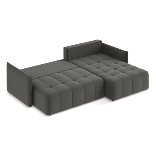 Canapé D'angle Droit Convertible Moku En Velours Acier