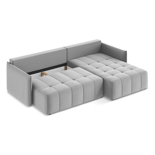 Canapé D'angle Droit Convertible Moku En Velours Gris