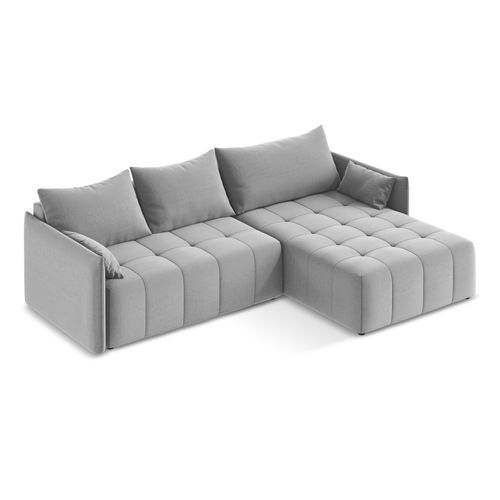 Canapé D'angle Droit Convertible Moku En Velours Gris