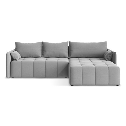 Canapé D'angle Droit Convertible Moku En Velours Gris