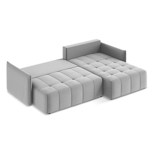 Canapé D'angle Droit Convertible Moku En Velours Gris