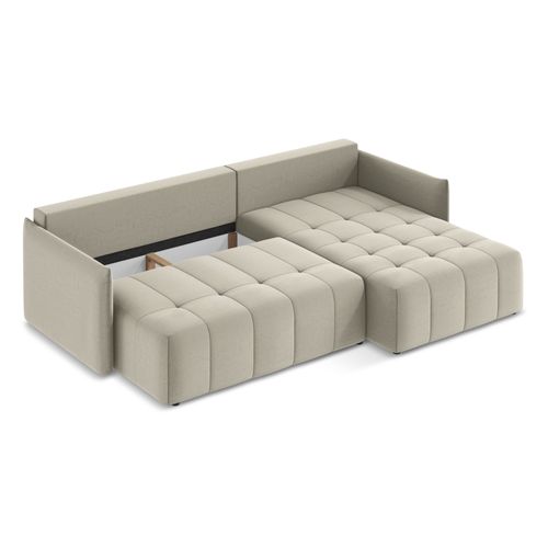 Canapé D'angle Droit Convertible Moku En Velours Perle