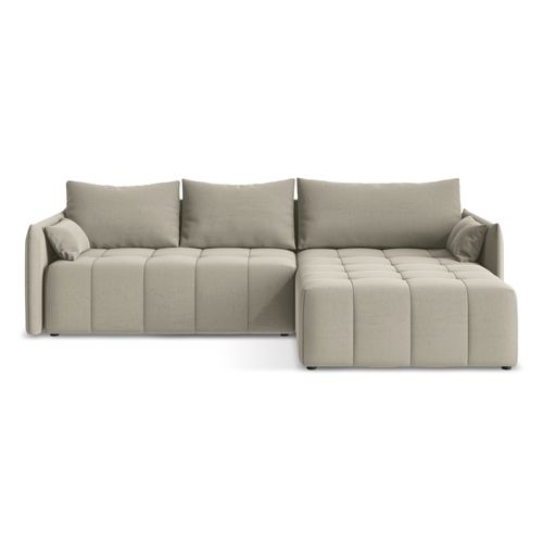 Canapé D'angle Droit Convertible Moku En Velours Perle