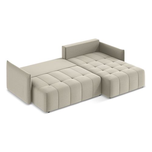 Canapé D'angle Droit Convertible Moku En Velours Perle