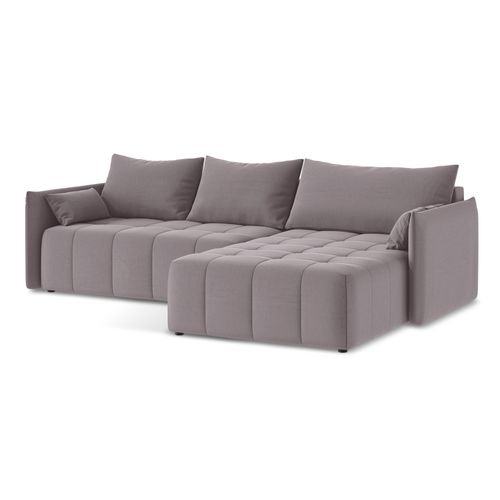 Canapé D'angle Droit Convertible Moku En Velours Lavande