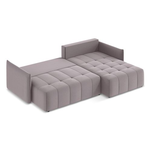 Canapé D'angle Droit Convertible Moku En Velours Lavande