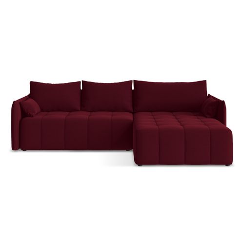 Canapé D'angle Droit Convertible Moku En Velours Bourgogne