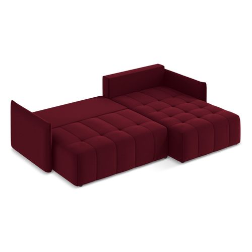 Canapé D'angle Droit Convertible Moku En Velours Bourgogne