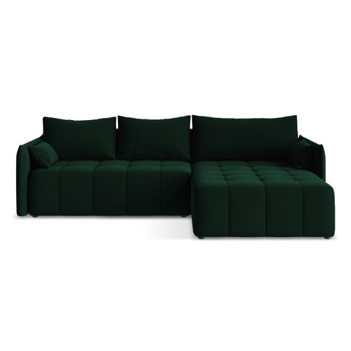 Canapé D'angle Droit Convertible Moku En Velours Bouteille Verte