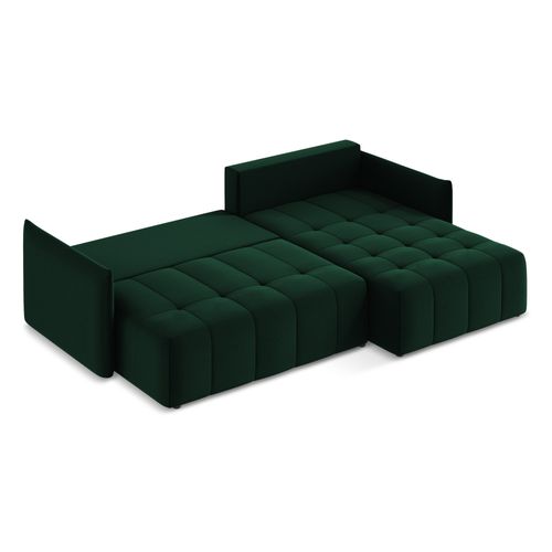 Canapé D'angle Droit Convertible Moku En Velours Bouteille Verte