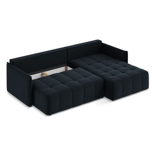 Canapé D'angle Droit Convertible Moku En Velours Bleu Royal