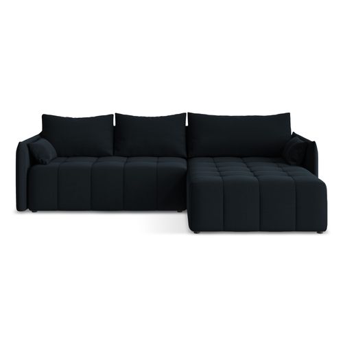 Canapé D'angle Droit Convertible Moku En Velours Bleu Royal