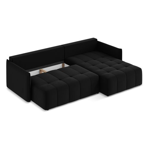 Canapé D'angle Droit Convertible Moku En Velours Noir