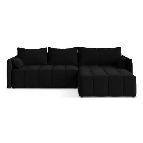 Canapé D'angle Droit Convertible Moku En Velours Noir