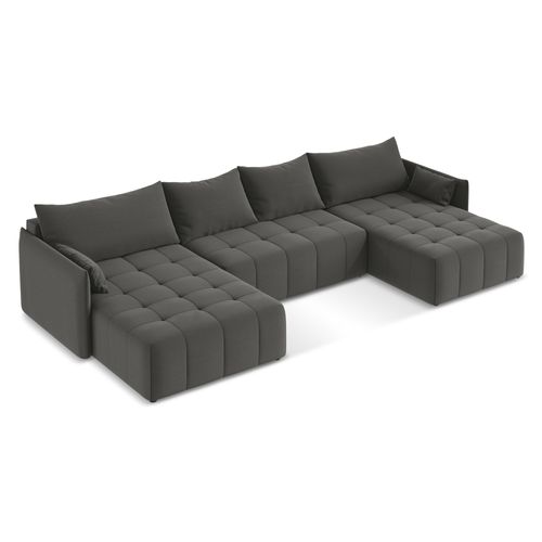 Canapé Panoramique 5 Places Moku En Velours Acier