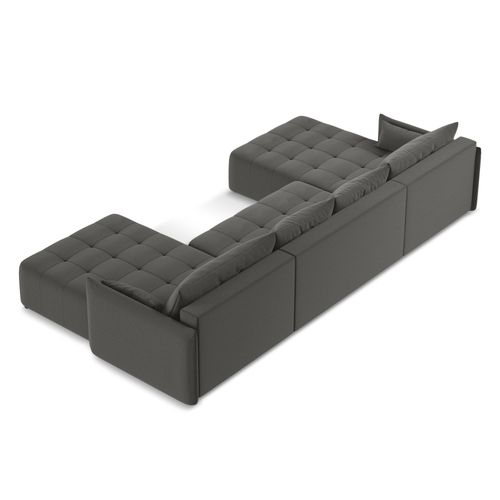 Canapé Panoramique 5 Places Moku En Velours Acier