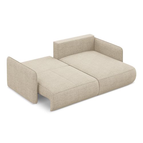Canapé D’angle 2,5 Places Droit Convertible Nanea En Tissu Chenille Beige Foncé
