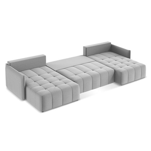 Canapé Panoramique 5 Places Moku En Velours Gris