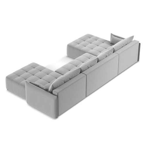 Canapé Panoramique 5 Places Moku En Velours Gris