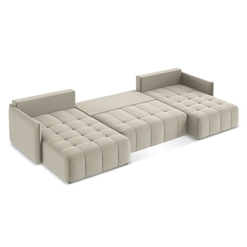 Canapé Panoramique 5 Places Moku En Velours Perle