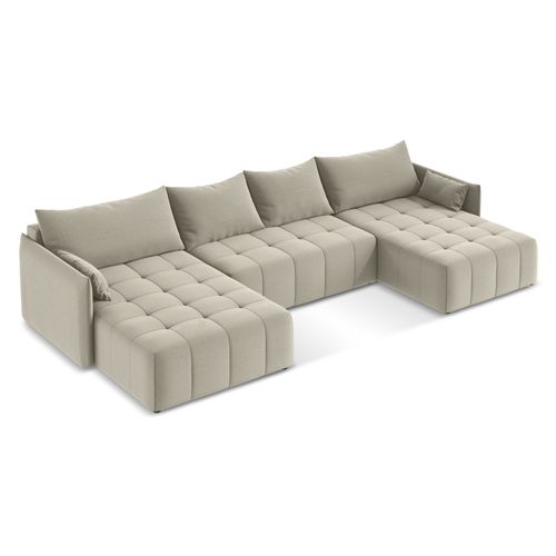 Canapé Panoramique 5 Places Moku En Velours Perle