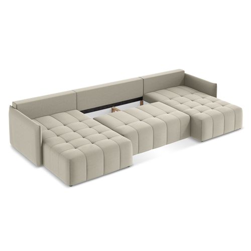 Canapé Panoramique 5 Places Moku En Velours Perle