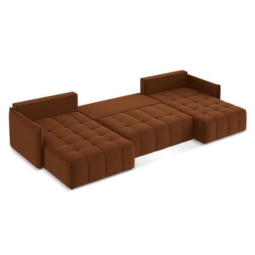 Canapé Panoramique 5 Places Moku En Velours Terre Cuite