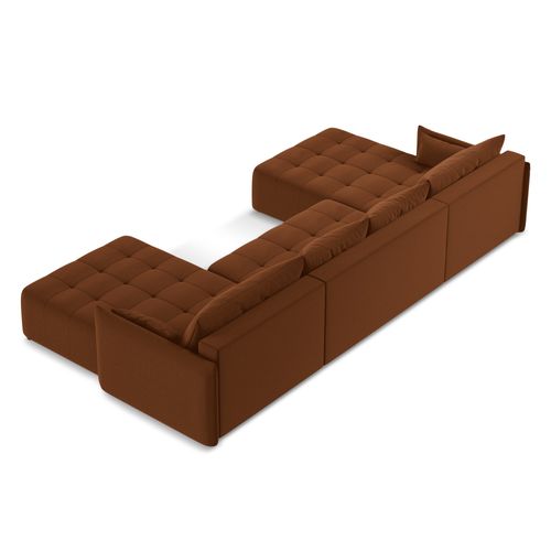Canapé Panoramique 5 Places Moku En Velours Terre Cuite