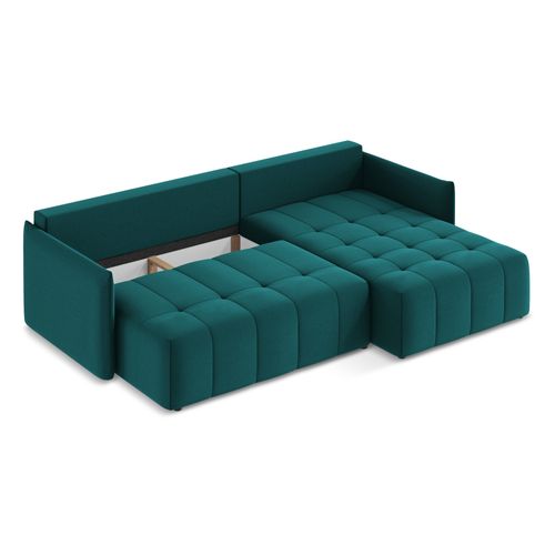 Canapé D'angle Droit Convertible Moku En Velours Marin