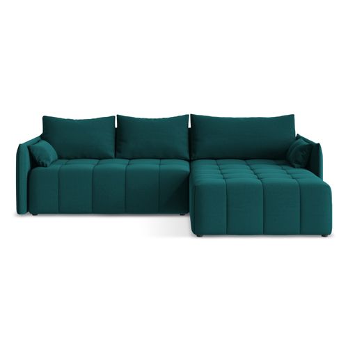 Canapé D'angle Droit Convertible Moku En Velours Marin