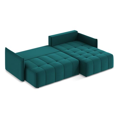 Canapé D'angle Droit Convertible Moku En Velours Marin